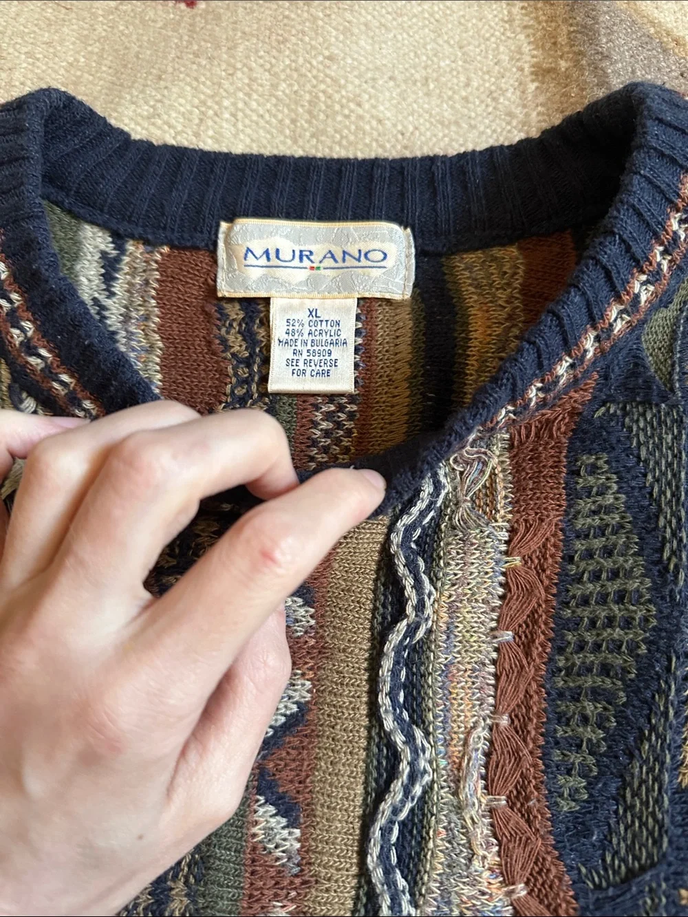 Vintage Murano Coogi Style Sweater Multicolor 90s Size XL